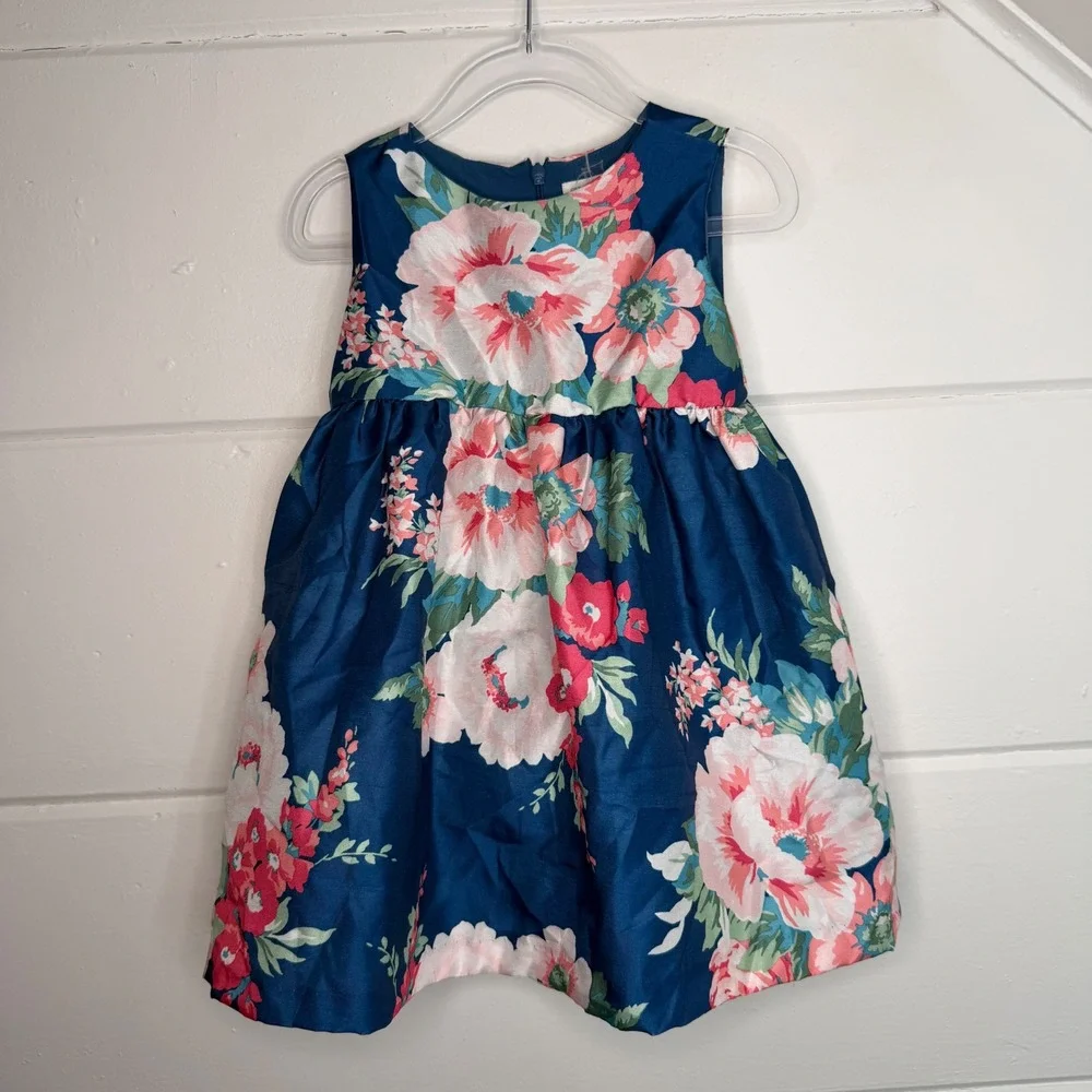NEW Gymboree 18-24 Months Floral Dress Formal Wedding Derby Spring Blue